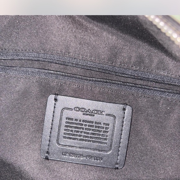 Coach Black Leather Tote with Silver Accents - Picture 2 of 4